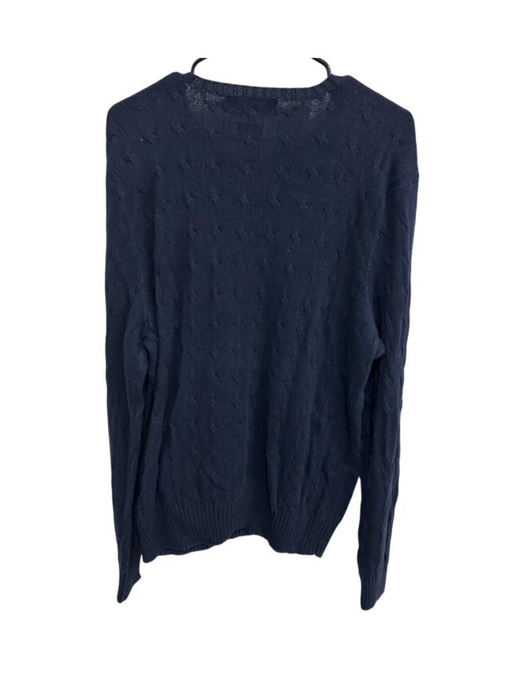 Polo By Ralph Lauren Navy Cable Knit Crewneck Sweater Silk Long Sleeve Sz XL - Picture 2 of 9
